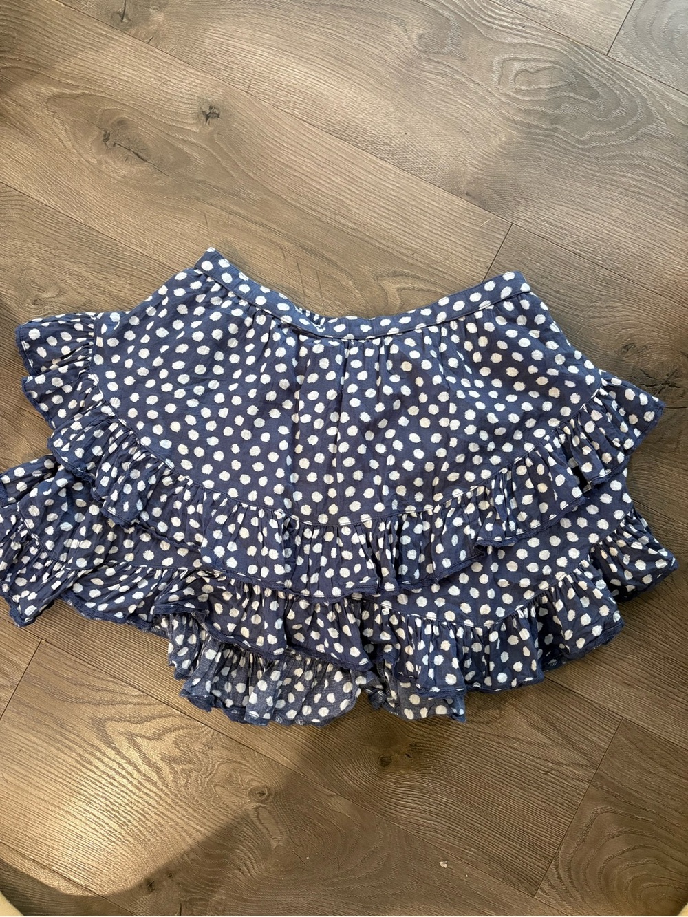 Aerie Blue Polka Dot Ruffle Skort 100% Cotton